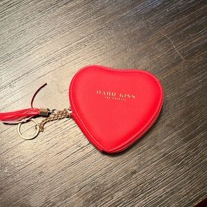 Red Heart-Shaped Keychain Wallet